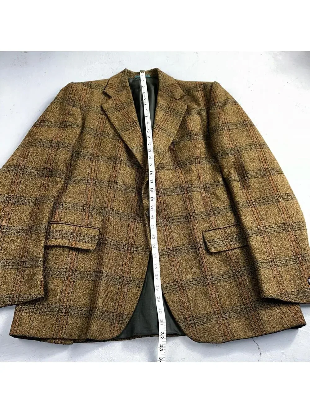 VTG Mens Suit 42 Jacket Sport Coat Rockabilly 80s 70s Wool Stripe Brown Short